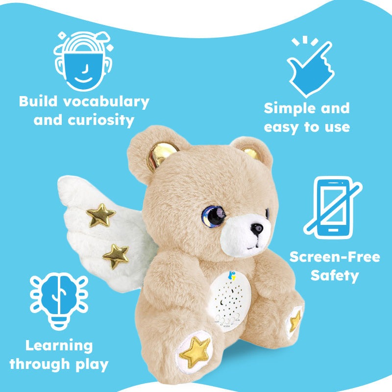 AI StoryBuddy smart plush companion toy with starry sky projection and interactive learning features