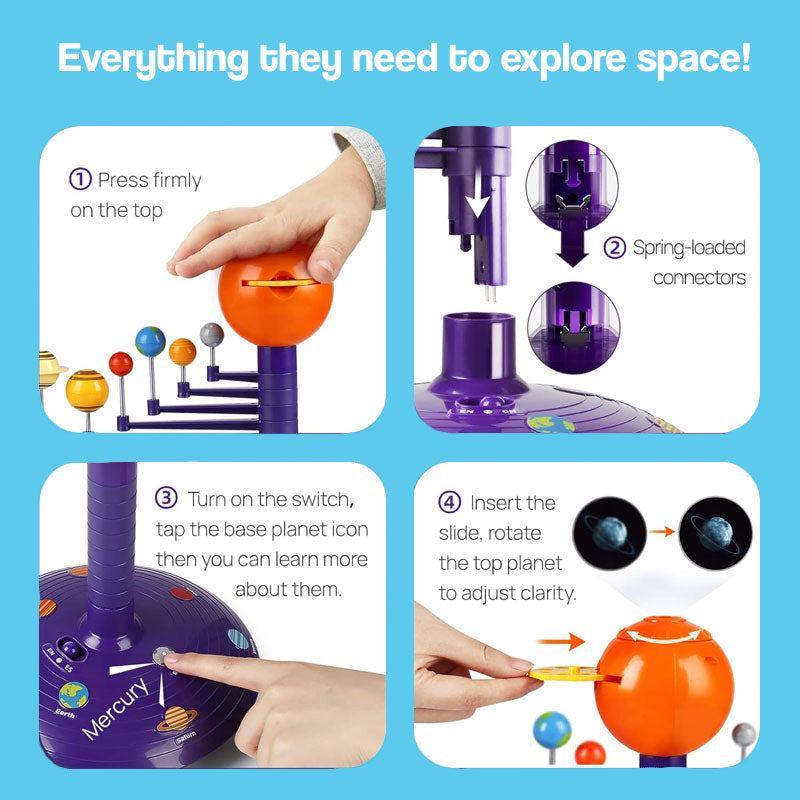 Creative Tech Set with retro console, rainbow ball, and solar system kit for kids' hands-on STEM learning and play