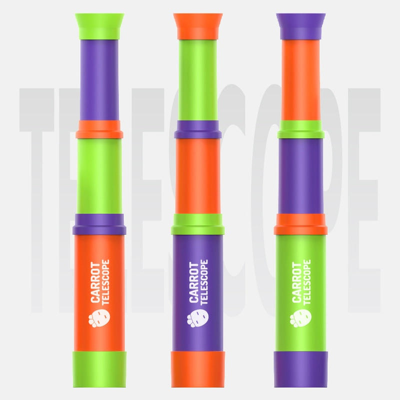 Colorful 8x magnification monocular telescope for kids, lightweight educational science toy with adjustable focus