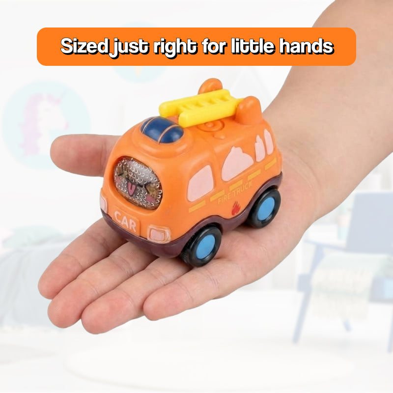 Little City Push & Go Car Set with 6 colorful cartoon vehicles and foldable city play mat in carry bag
