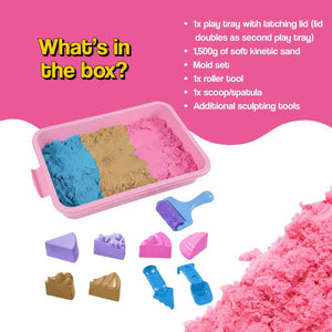 Magic Sand Play Set with tray, molds, and tools for creative, mess-free sculpting