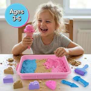 Magic Sand Play Set with tray, molds, and tools for creative kinetic sand play
