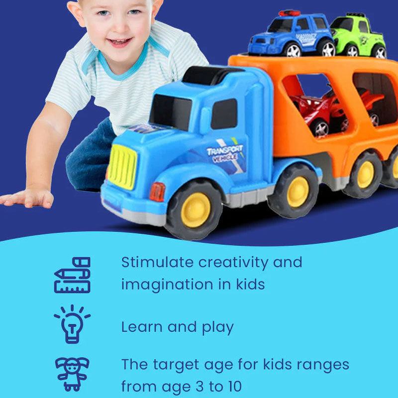 Colorful cartoon sliding car toy set with lights and sound for kids
