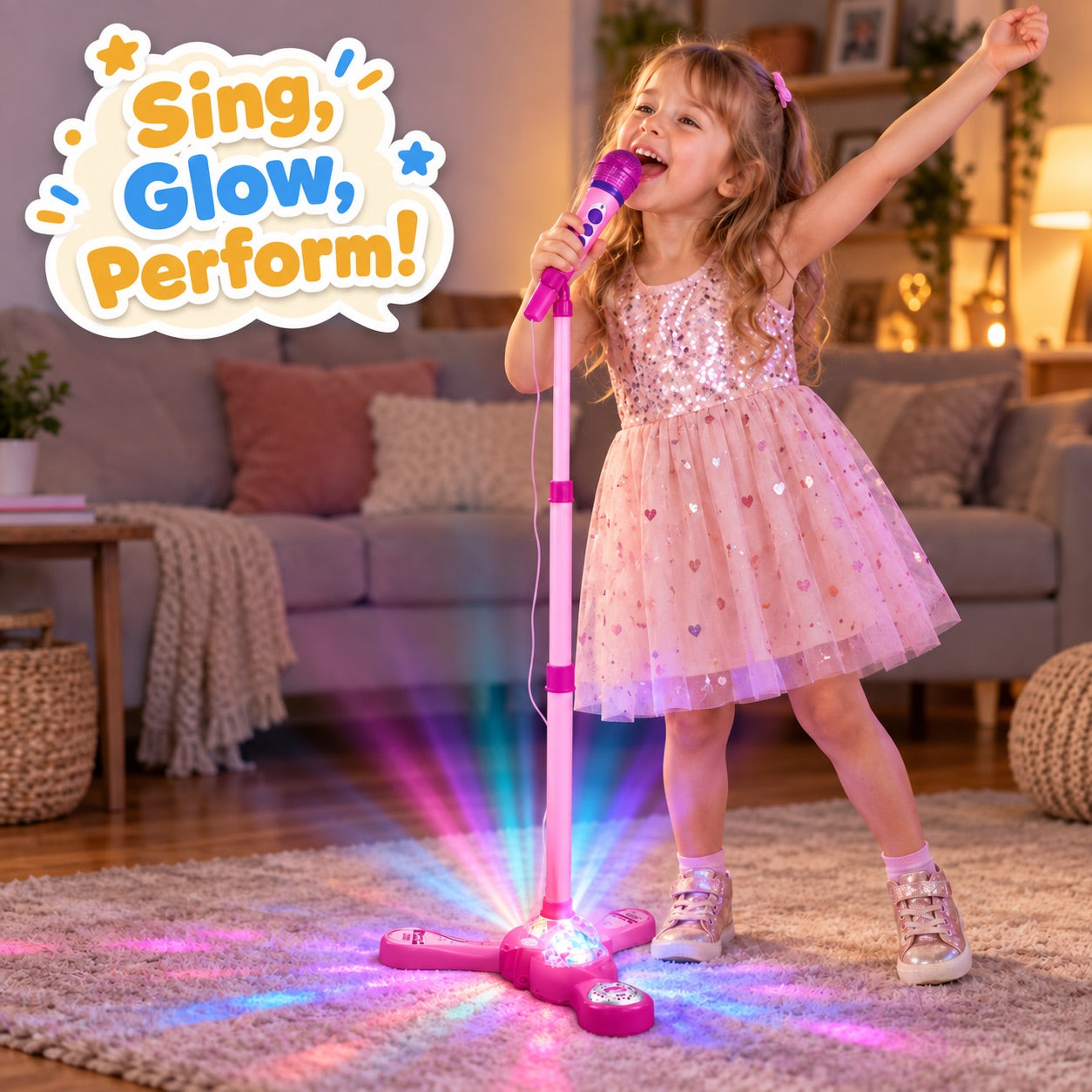 Complete Karaoke Microphone Set with LED Stand