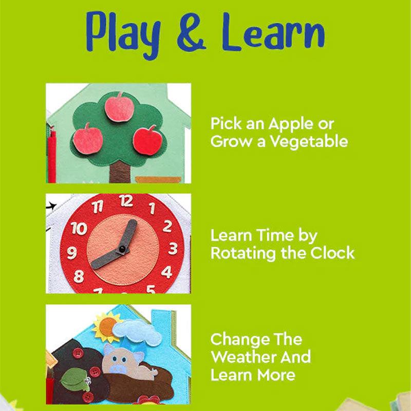 Kids Montessori Farm Day Book interactive educational fabric activity for toddlers