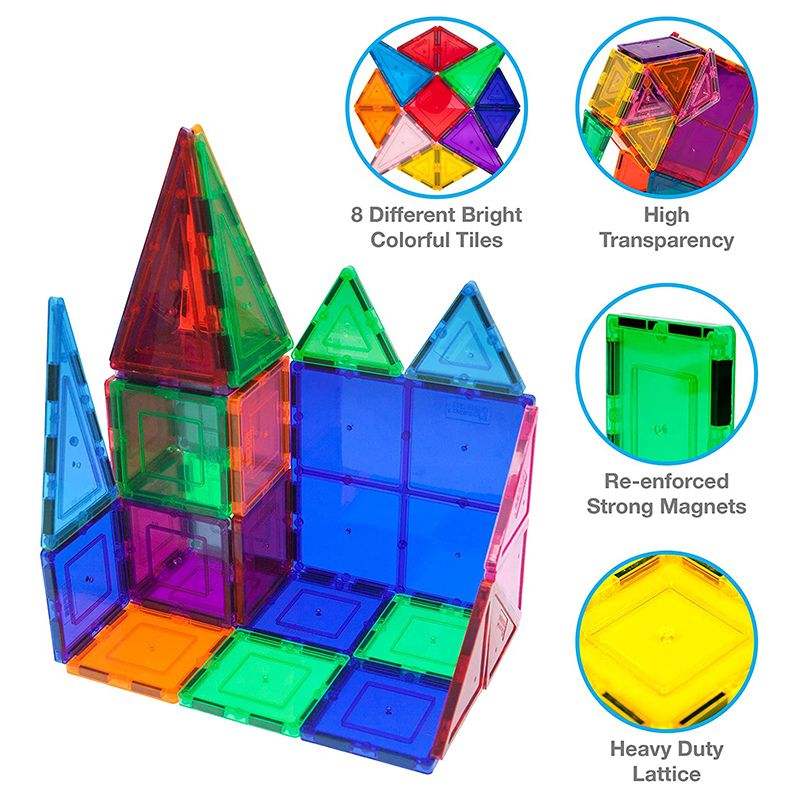 Colorful magnetic building tiles and figures toy set for creative play and learning