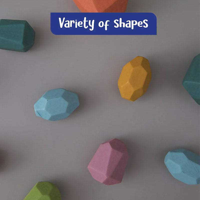 Colorful wooden stones stacking toy set for children fostering creativity and motor skills development