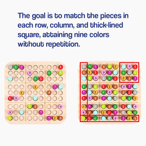 Wooden Sudoku Color and Number Memory Board