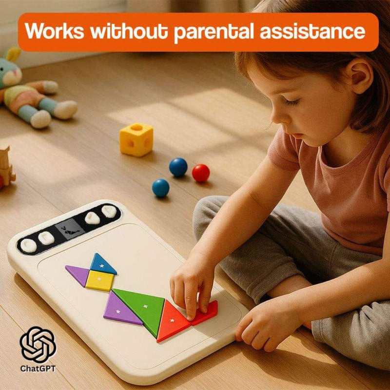 AI powered STEM puzzle board for kids with interactive magnetic pieces and adaptive learning features