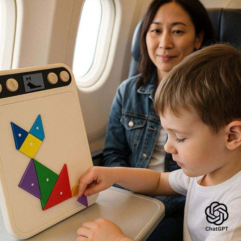 AI powered STEM puzzle board with magnetic pieces and interactive display for kids ages 3-9