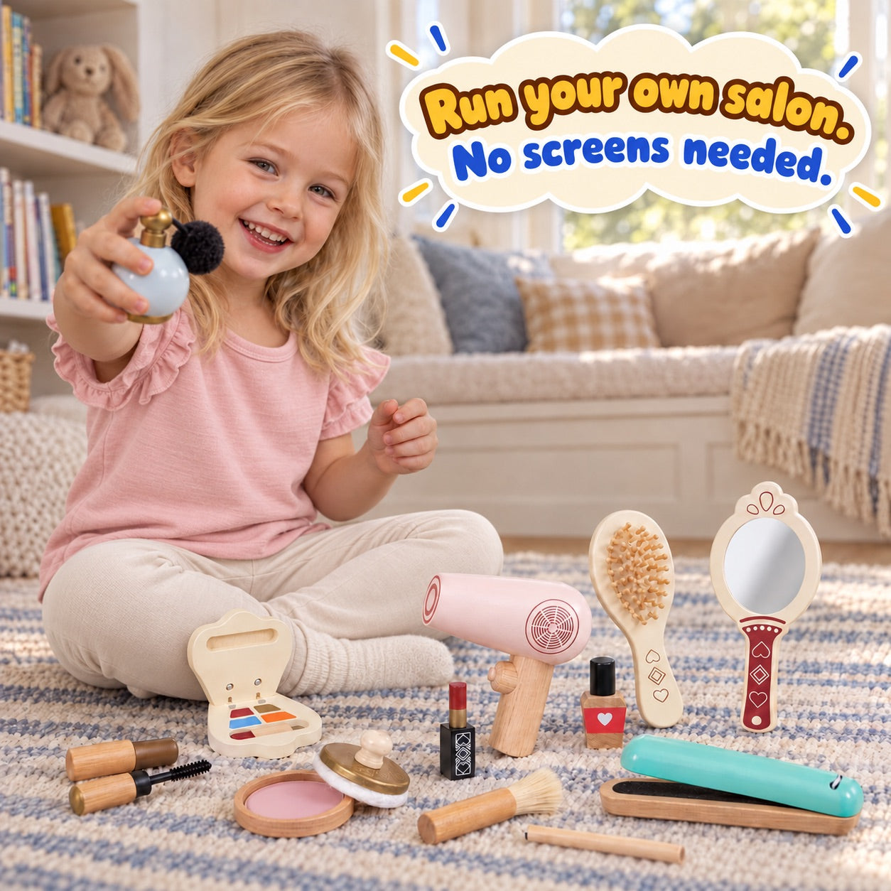 Wooden Pretend Play Makeup Set – for kids ages 3+