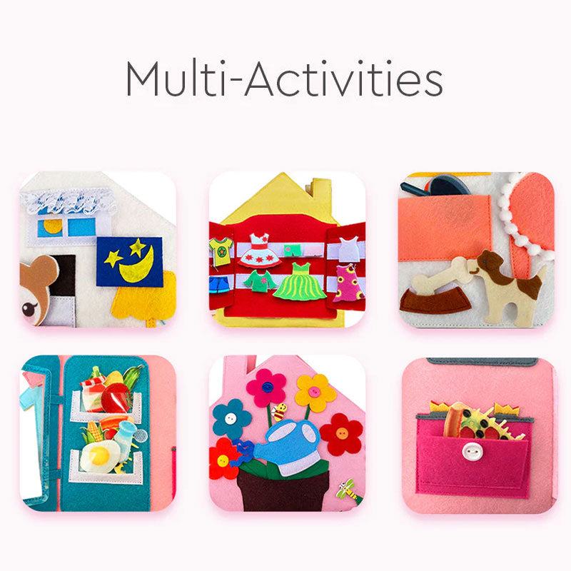 My Small Room Montessori interactive multi-activity educational quiet book for kids learning basic life skills
