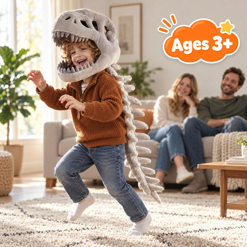 Wearable Plush Dinosaur Skeleton Costume – for kids ages 3+