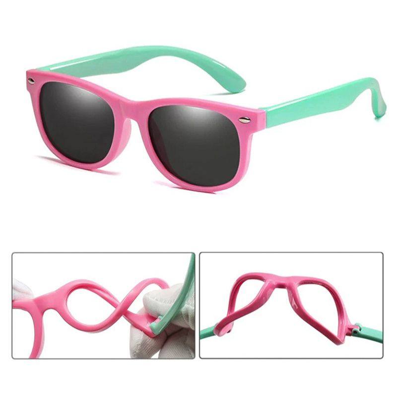 Colorful flexible kids polarized sunglasses offering UV protection and unbreakable rubber frames