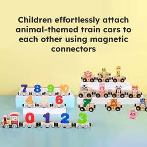 Wooden Animals & Numbers Magnetic Train Set