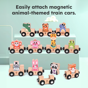 Wooden Animals & Numbers Magnetic Train Set